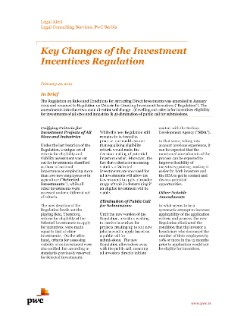 Key Changes of the Investment Incentives Regulation