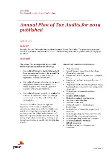 Annual Plan of Tax Audits for 2019 published