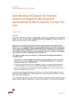 Introduction of Country-by-Country Report envisaged by the proposed amendments to the Corporate Income Tax Law